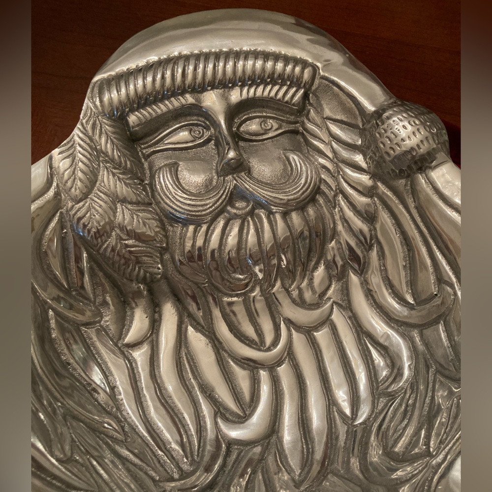 Vintage Santa Claus Candy Trinket Dish - Metal Pewter Christmas Holiday - Picture 2 of 3